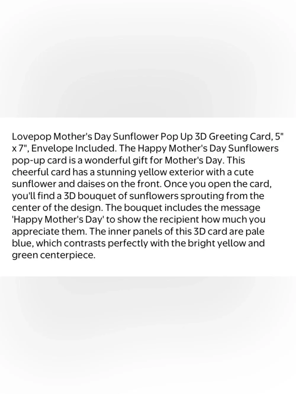 LovePop Sunflower Happy Mother's Day Pop-Up Card - Yellow & Green